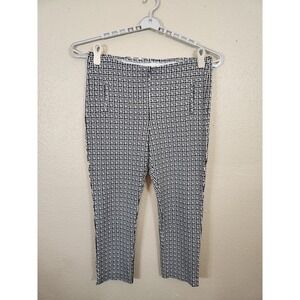 Chico's Geometric Print Cropped Pants Stretch Pull On Career Casual  2.5 / US 14